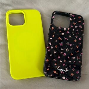 Brindly Ditsy Floral Black iPhone 15 Pro Max
& Neon Yellow Phone Case